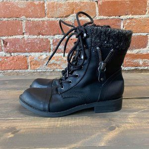Falls Creek MADISON Combat Boot Black Side Sip Low Heel 6.5